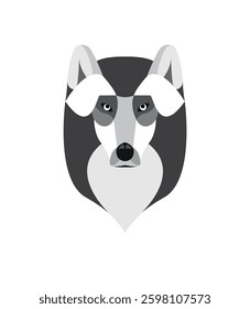Minimalist geometric wolf or husky head vector illustration. 
