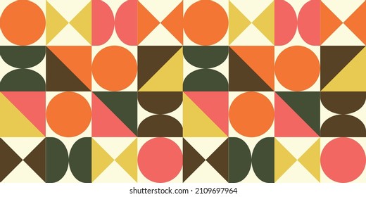 Afiche artístico minimalista de geometría con forma y figura simples. Resumen de diseño de patrones vectoriales en estilo escandinavo para banner web, presentación de negocios, ORANGE COLOR PALETTE