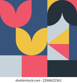 Minimalist geometry art poster with simple shape and figure. Abstract vector pattern design in Scandinavian style for web banner, business presentation, branding package, fabric print, wallpaper.