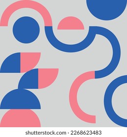 Minimalist geometry art poster with simple shape and figure. Abstract vector pattern design in Scandinavian style for web banner, business presentation, branding package, fabric print.