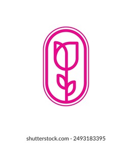 Minimalist Geometry Rose Flower Logo Vector Illustration