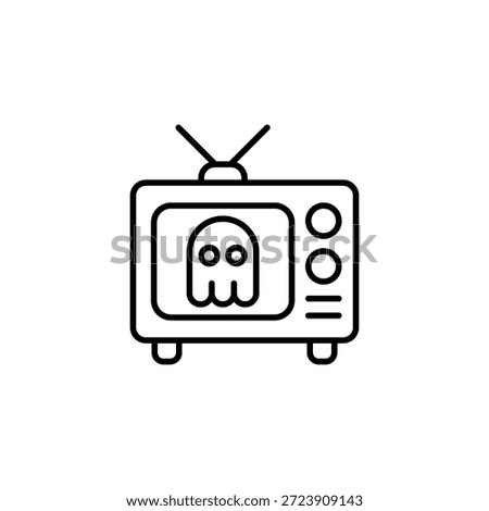 Minimalist Ghost Broadcast Icon On Old Television Screen