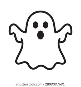 Minimalist ghost icon with bold lines.