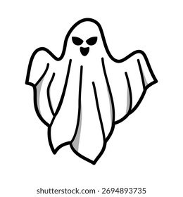 Minimalist Ghost Outline Vector Illustration Set