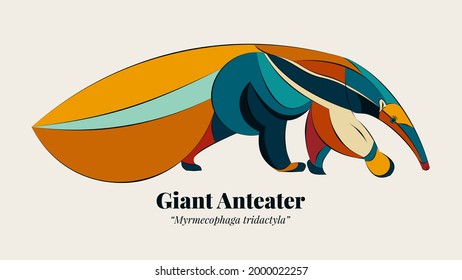 Minimalist Giant Anteater Vector Design Illustration