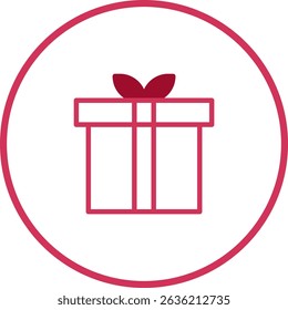 Minimalist Gift Box Icon in Circle: Vector Illustration for Celebrations and Holidays