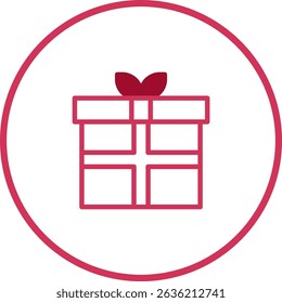 Minimalist Gift Box Icon in a Circle: A Simple and Elegant Design Element