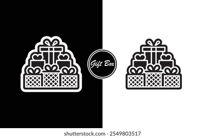 Minimalist Gift Box Icon Design Black and White Present with Ribbon Perfect for Business Holidays E-commerce Invitations and Branding