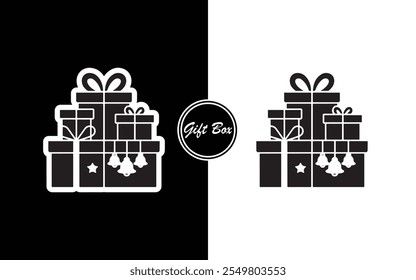 Minimalist Gift Box Icon Design Black and White Present with Ribbon Perfect for Business Holidays E-commerce Invitations and Branding
