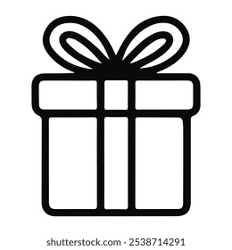 Minimalist gift box icon vector illustration. Perfect for holiday and celebration themes. Editable stroke.Gift and Surprise Illustration Icons