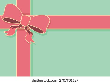 Minimalist Gift Box Ribbon Background in Red and Green for Christmas and Celebrations