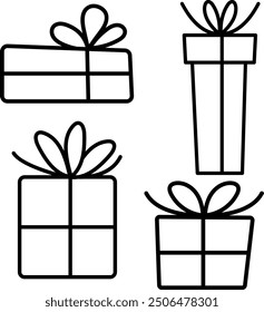 Minimalist Gift Box Vector Set with Various Shapes and Ribbons