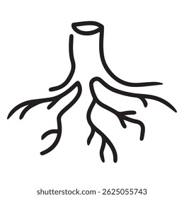Minimalist Ginseng Root Vector Icon – Herbal Line Art Illustration