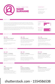 Minimalist girl resume cv template