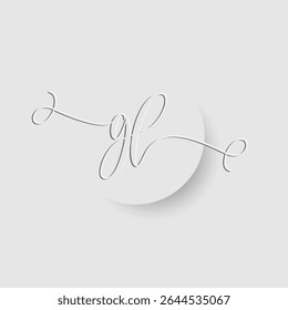 Minimalist GL Letter Monogram in Script Font with Paper Cutout Effect 