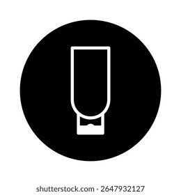 Minimalist glass icon on black circle background creating a simple yet sophisticated design for various applications