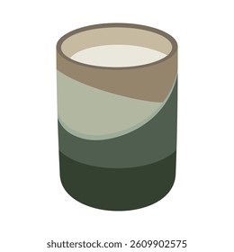 Minimalist glass with layered green and brown sand art in modern abstract style vector
