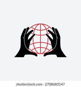 Design minimalista de logotipo de mão de suporte global