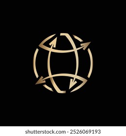 Minimalist Globe Arrow Logo Vector Illustration