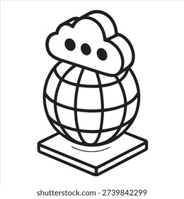 Minimalist Globe Cloud Connectivity Icon