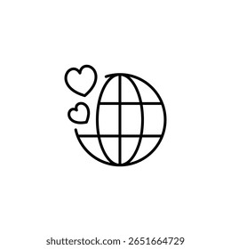 Minimalist Globe And Hearts Depicting Global Love And Connection