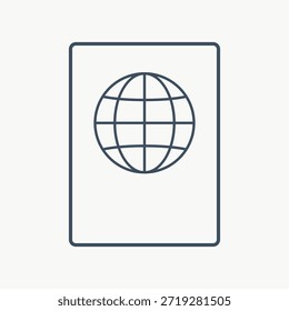 Icono de globo minimalista en un círculo. Diseño de globo con líneas simples. Perfecto para temas globales, Web o proyectos de viajes. Globo y círculo simplicidad. Pegatinas de viaje y Vector de ilustración de insignia.