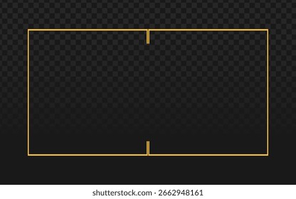 Quadro retangular de ouro brilhante minimalista com pausas sutis, perfeito para convites elegantes, branding ou sobreposições digitais. Design moderno e limpo com versatilidade transparente