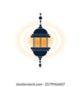 Minimalist Glowing Ramadan Lantern Vector for Islamic Festive Decoration and Greeting Cards