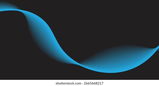 linhas de onda luminosas minimalistas no plano de fundo azul escuro. Padrão de onda dinâmica. linhas onduladas de fluxo minimalistas. ilustração vetorial
