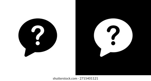 Signo de interrogación de glifo minimalista en el icono de la burbuja de discurso en fondos contrastantes