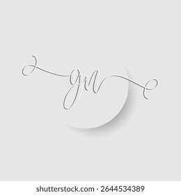 Minimalist GN Letter Monogram in Script Font with Paper Cutout Effect 