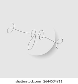 Minimalist GO Letter Monogram in Script Font with Paper Cutout Effect 