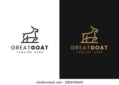 Minimalist Goat Logo with Line Art Style