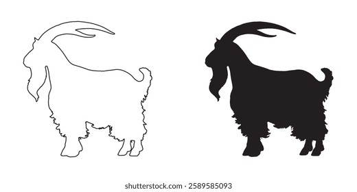 Minimalist Goat Silhouette - Smooth Goat Vector for Prints
