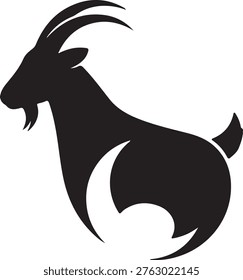 Minimalist Goat Silhouette Vector Illustration for Logo and Creative Design
