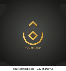 minimalist gold abstract geometric shape vector company icon logo design concept