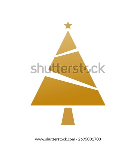 Minimalist gold Christmas tree vector icon with a modern geometric design.