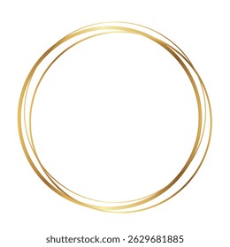 Minimalist Gold Circular Frame for Elegant Branding, Packaging, Logos or Invitation Design on White Background