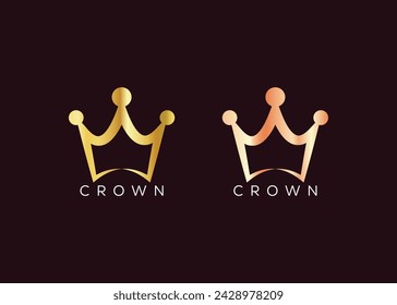 Minimalist Gold crown logo design vector template. Luxury kings crown logo design