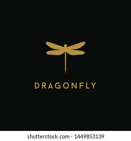 Minimalist Gold Dragonfly Logo Design