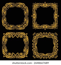 Minimalist Gold Floral Frames Premium Decorative Set Packs Clean Lines