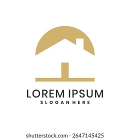Minimalist gold house logo with house silhouette