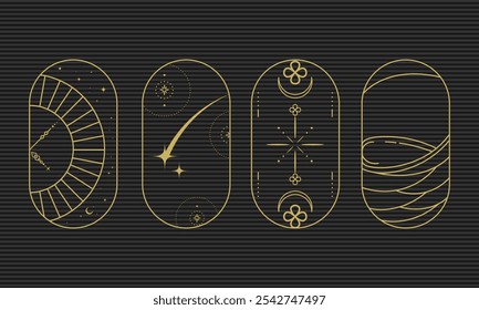 Minimalist Gold Line Art Vector Collection 