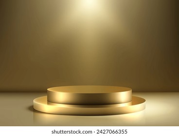 La maqueta minimalista de podio dorado es la manera perfecta de agregar un toque de elegancia a sus presentaciones de productos. Ilustración de vector