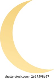 Minimalist golden crescent moon on a white background. Elegant, simple, and modern design perfect for use in Islamic art, Ramadan and Eid celebrations, night-themed projects