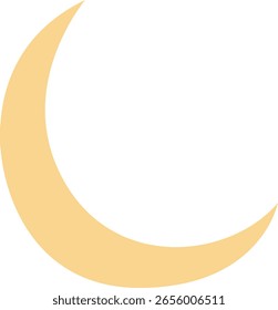 A minimalist golden crescent moon vector symbolizing Islam and Eid, commonly used in celebration graphics, religious banners, and cultural decor.