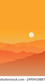 minimalist golden hours in the mountains vector, poster illustration design