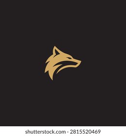 Minimalist golden wolf head logo with wildlife predator silhouette masculine strength intelligence minimalist identity creature illustration