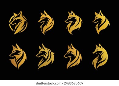 Minimalist golden wolf logo vector