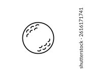 Minimalist golf ball illustration, simple line drawing on a white background